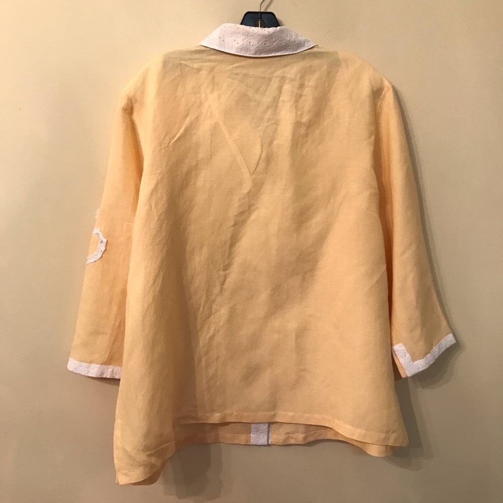 Koos Of Course Eyelet Collared Trim Linen Blend Blouse - Picture 3 of 4